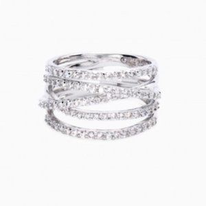 Stella & Dot Silver Pave Ring